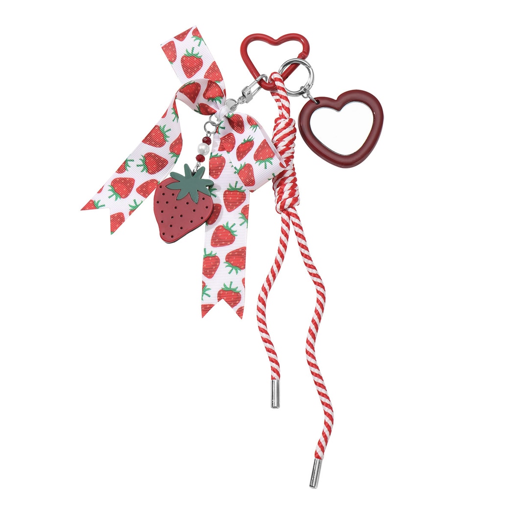 Keypus - Sweet Strawberry Bow Mirror Keychain