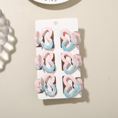 Beau - 6 Piece Heart Design Claw Hair Clips Set