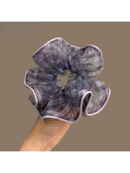 Gifty - Ruffled Leopard Print Mesh Look Hair Scrunchie
