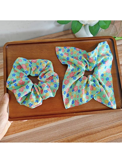 Gifty - Floral Print Polyester Elastic Scrunchie
