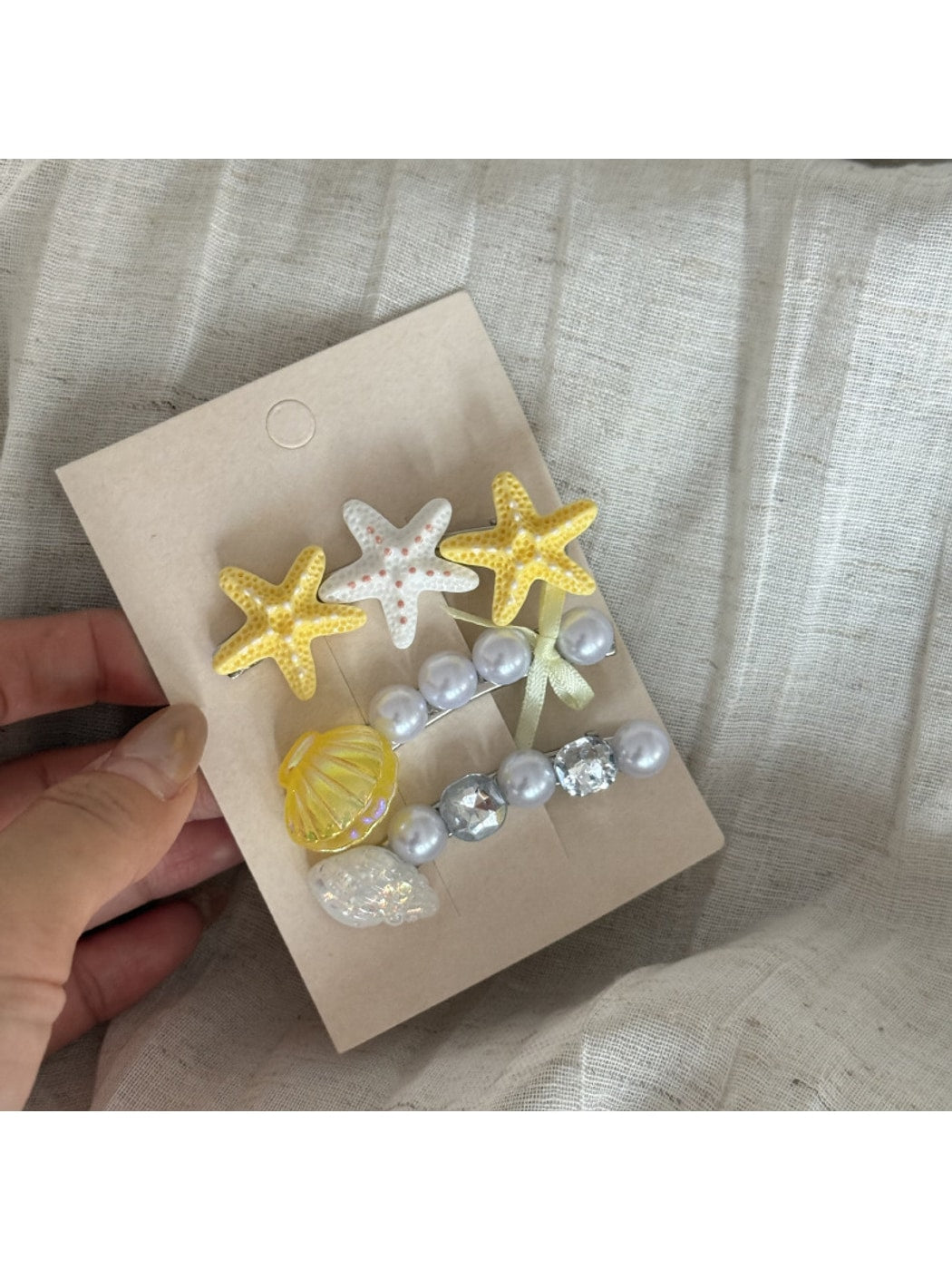 Beau - Acrylic Alloy Starfish Hair Clip Set
