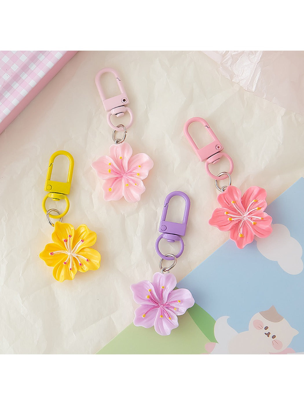 Keypus - Macaron Colored Cherry Blossom Keychain