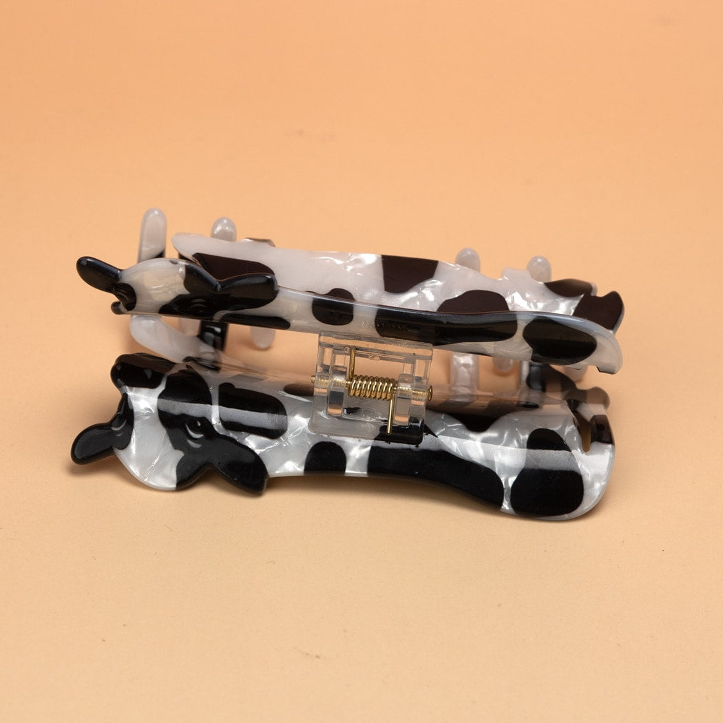 Beau - Cow Print PVC Animal Shape Claw Clip