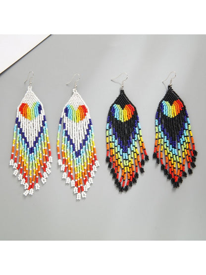 Earedge - Heart Drop Tassel Earrings