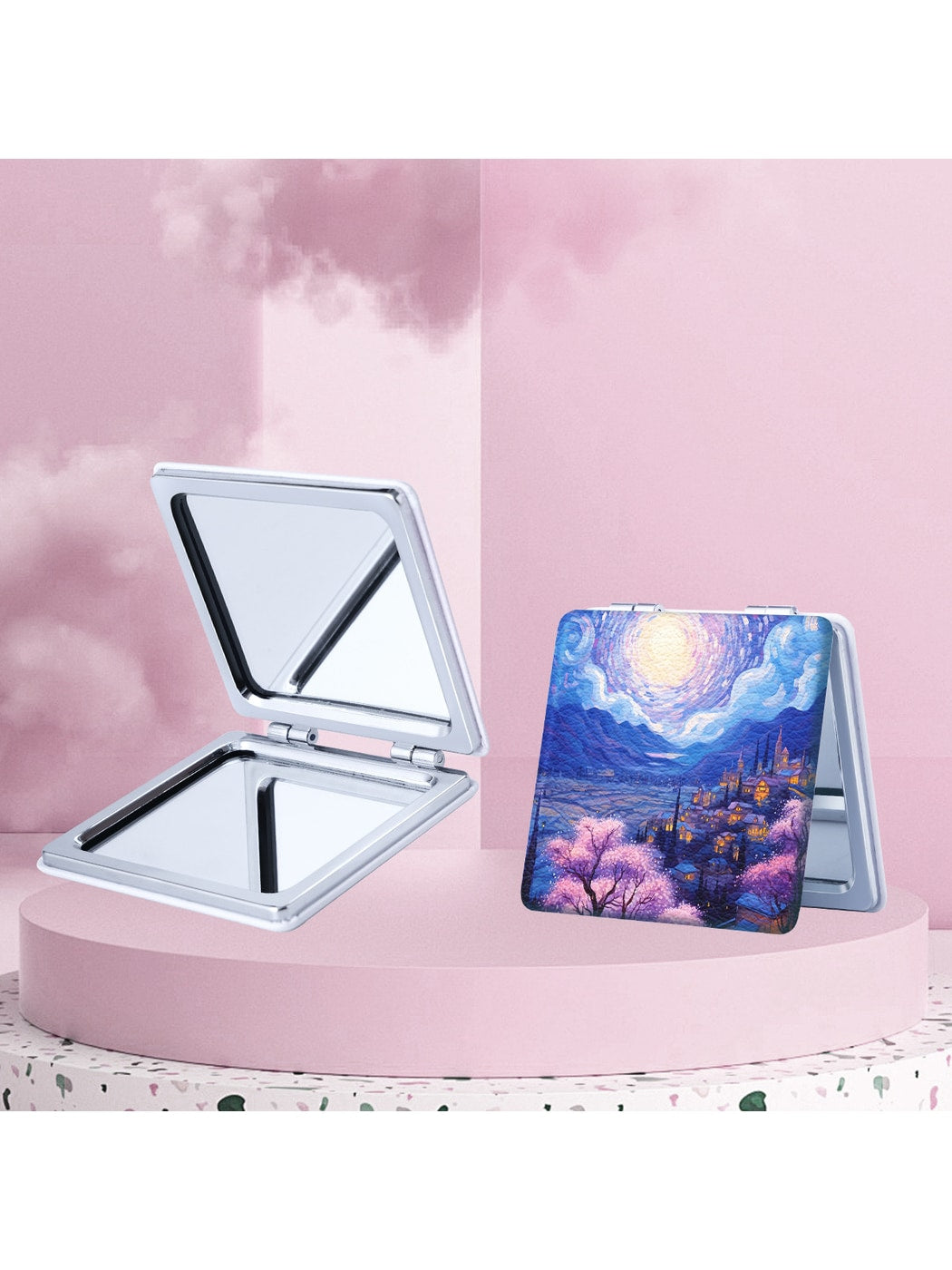 Mirroray - Portable Scenic Print Compact Folding Mirror