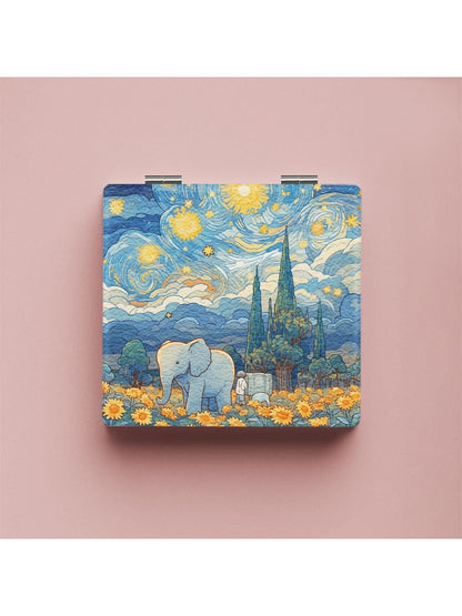 Mirroray - Landscape Painting Theme Printed Folding Mirror