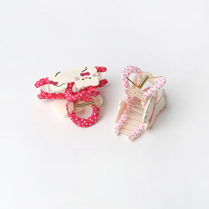 Beau - Polka Dot Wrapped Dog Motif Acrylic Claw Clip