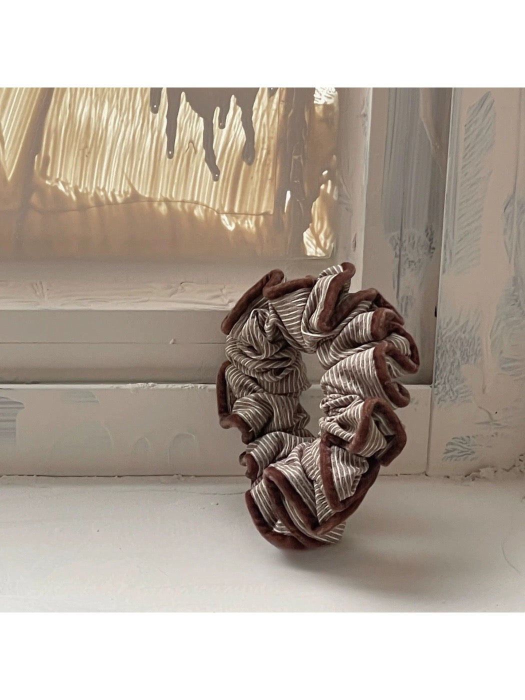 Gifty - Brown Striped Hair Scrunchie