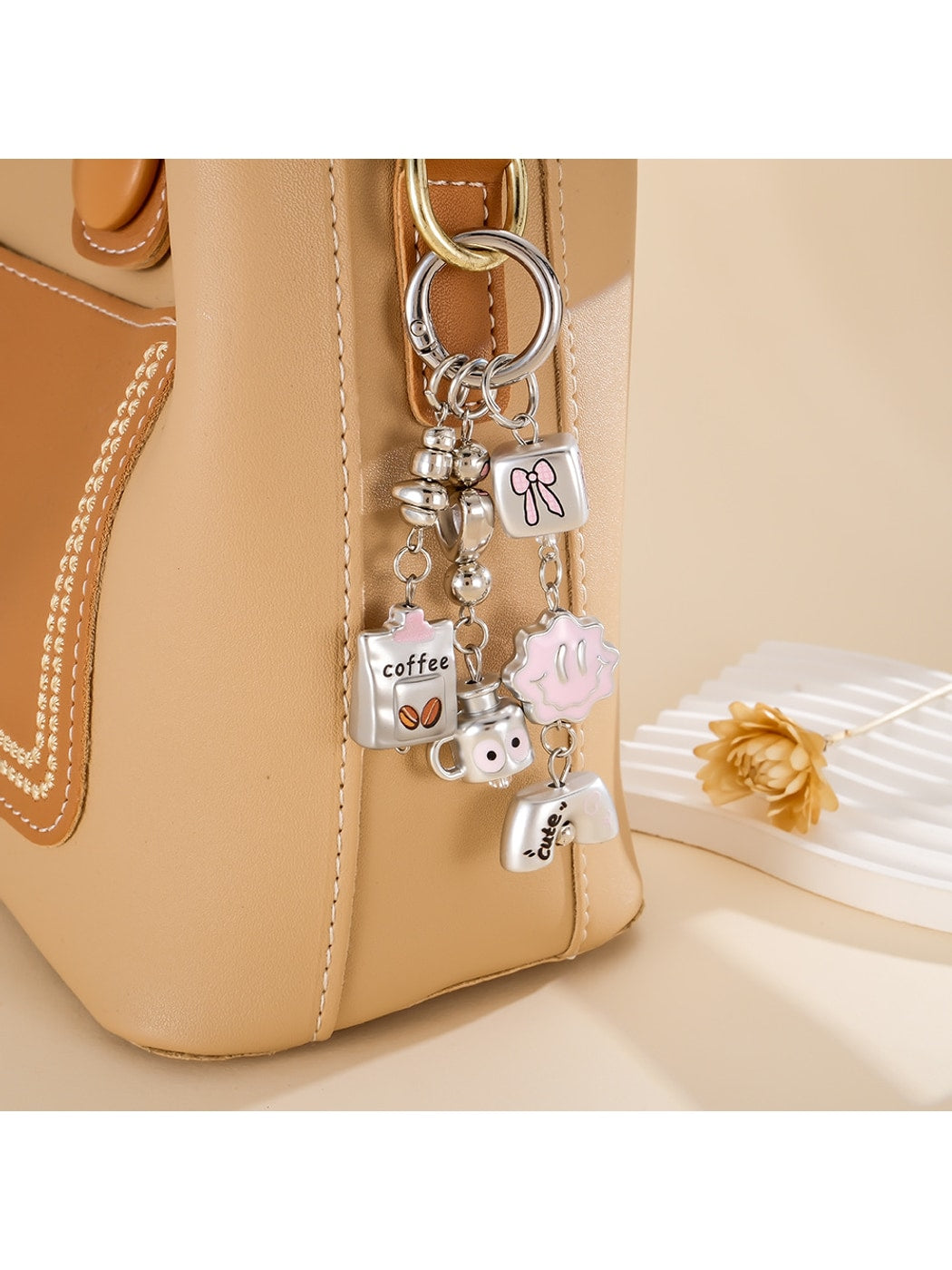 Keypus - Acrylic Alloy Bag and Bow Pendant Keychain