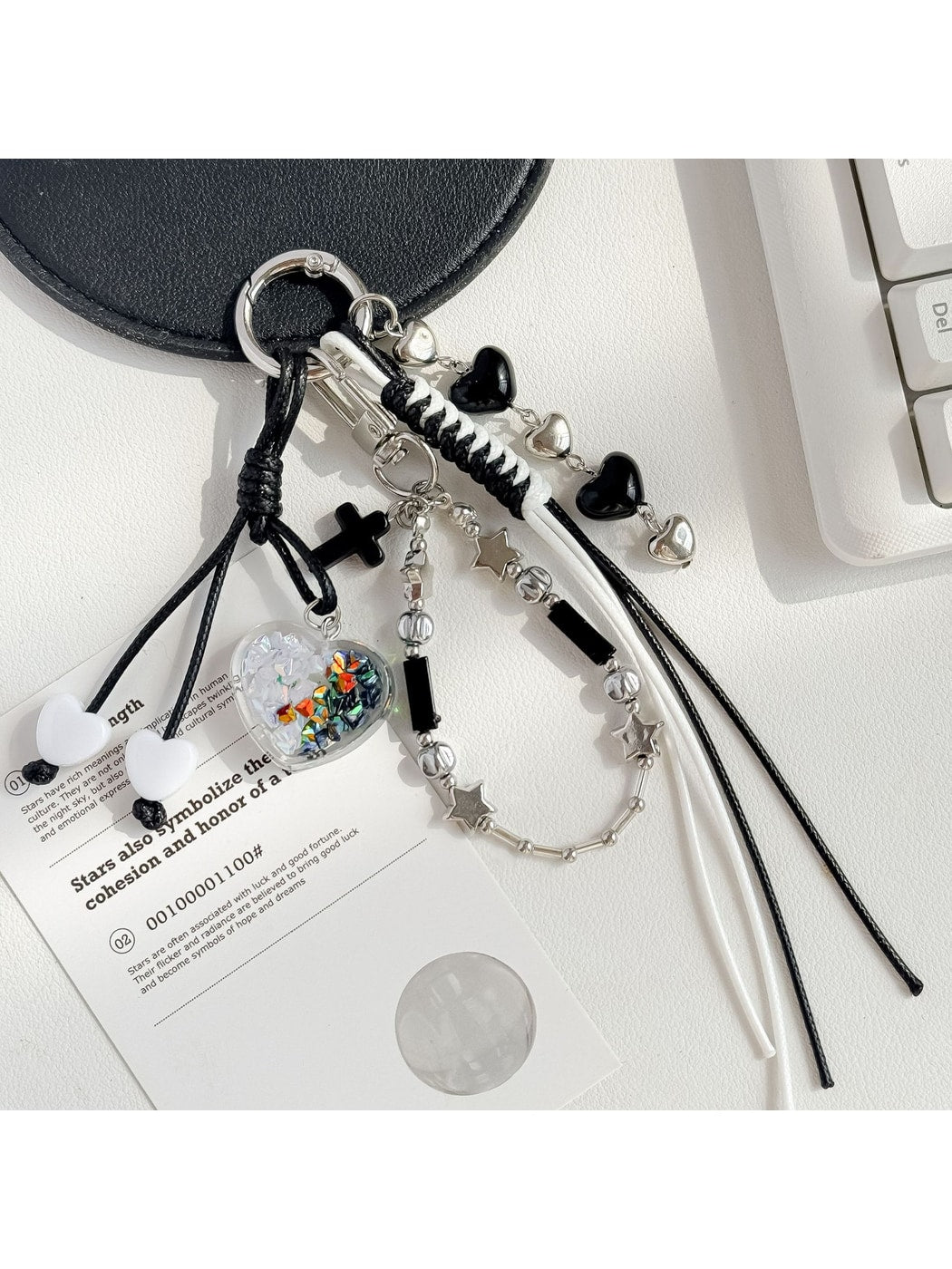 Keypus - Beaded Woven Heart Bag Charm Keychain