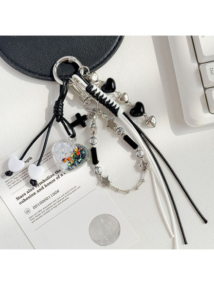 Keypus - Beaded Woven Heart Bag Charm Keychain