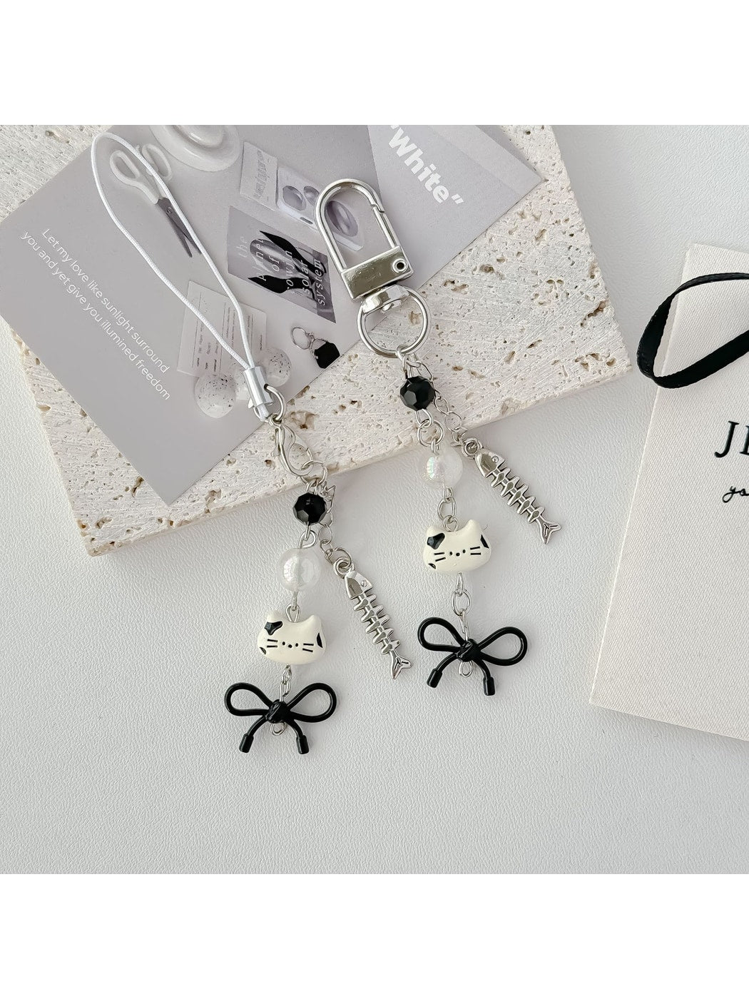 Keypus - Kitty Fishbone Charm Phone Pendant Keychain