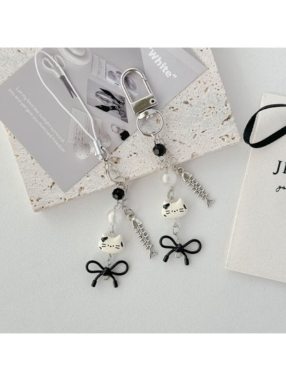 Keypus - Kitty Fishbone Charm Phone Pendant Keychain