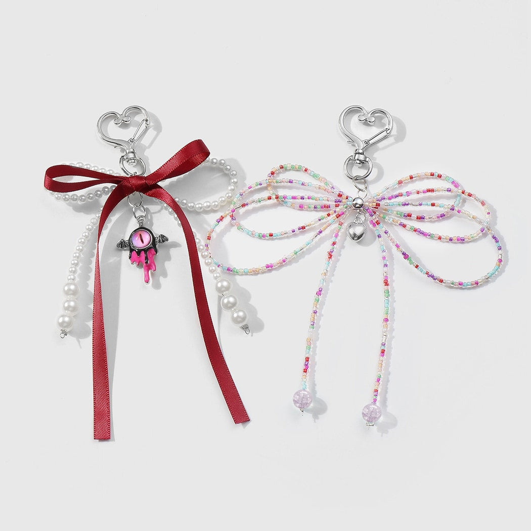 Keypus - Beaded Bow Eye Charm Keychain