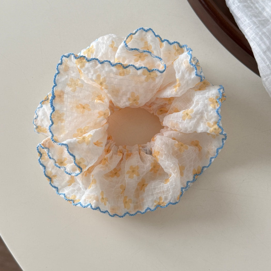 Gifty - Floral Double Layer Ruffle Scrunchie