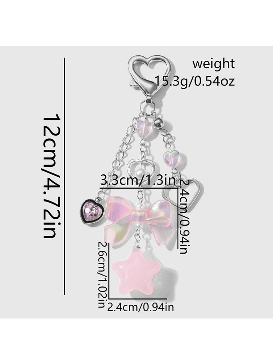Keypus - Y2K Sweet Heart Strawberry Star Bag Charm Keychain