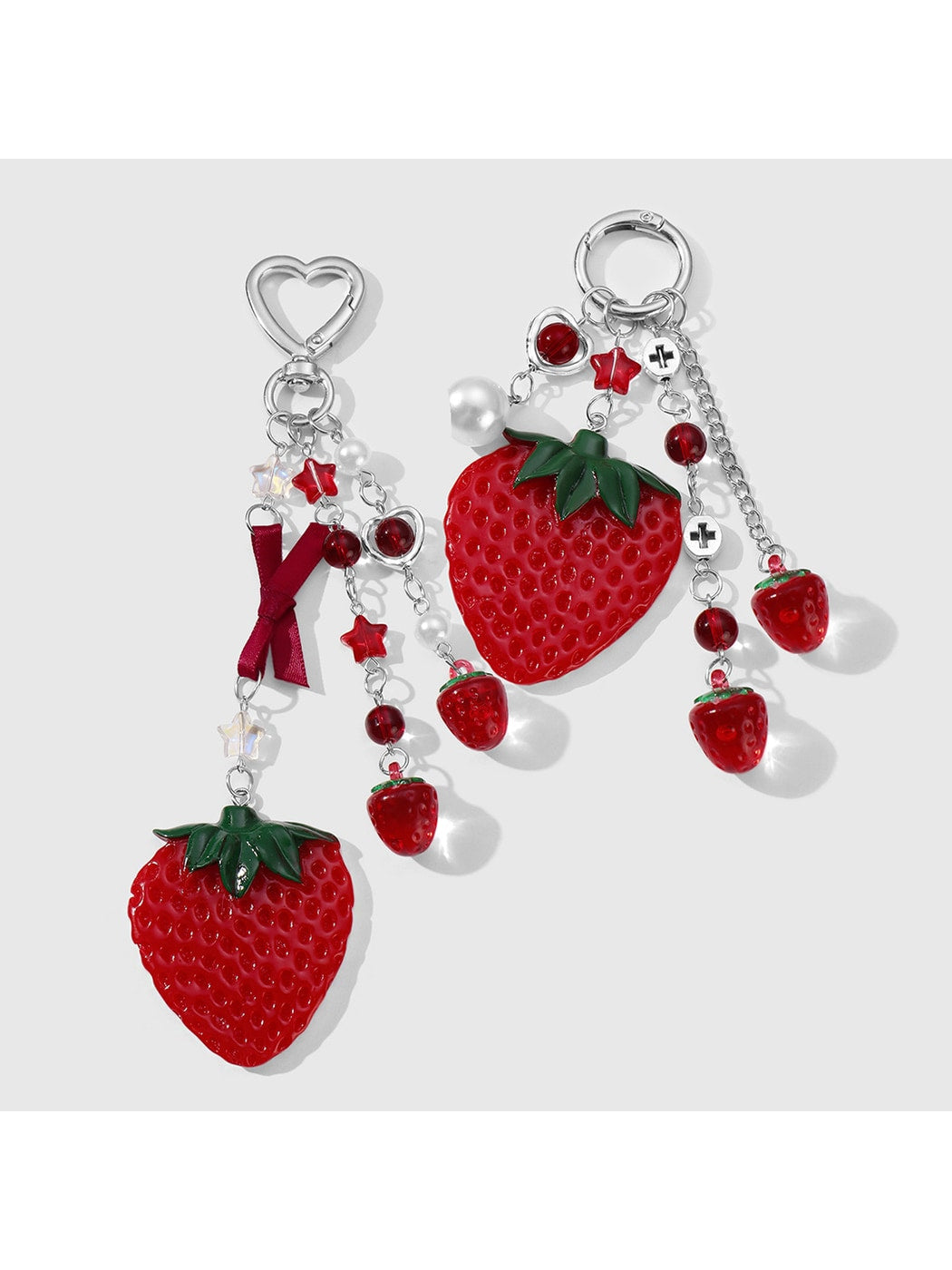 Keypus - Y2K Strawberry Bow Acrylic Bag Charm Keychain