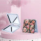 Mirroray - Floral Print PU Folding Makeup Mirror