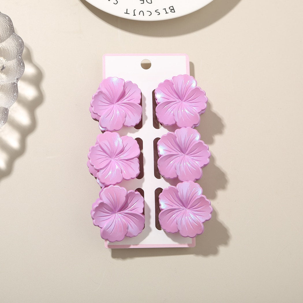 Beau - Glossy Floral Plastic Alloy Claw Clip Set