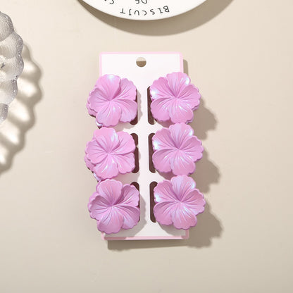 Beau - Glossy Floral Plastic Alloy Claw Clip Set