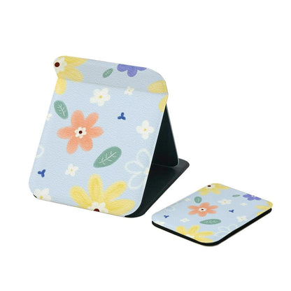 Mirroray - Floral Print Double-Sided Print Folding Makeup Mirror