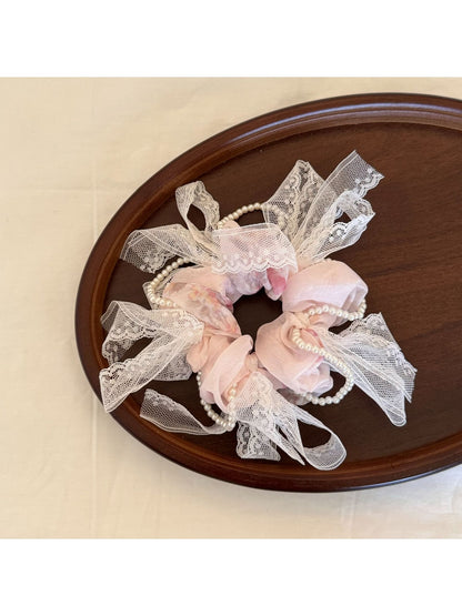 Gifty - Polyester Lace Bow Round Design Hair Tie