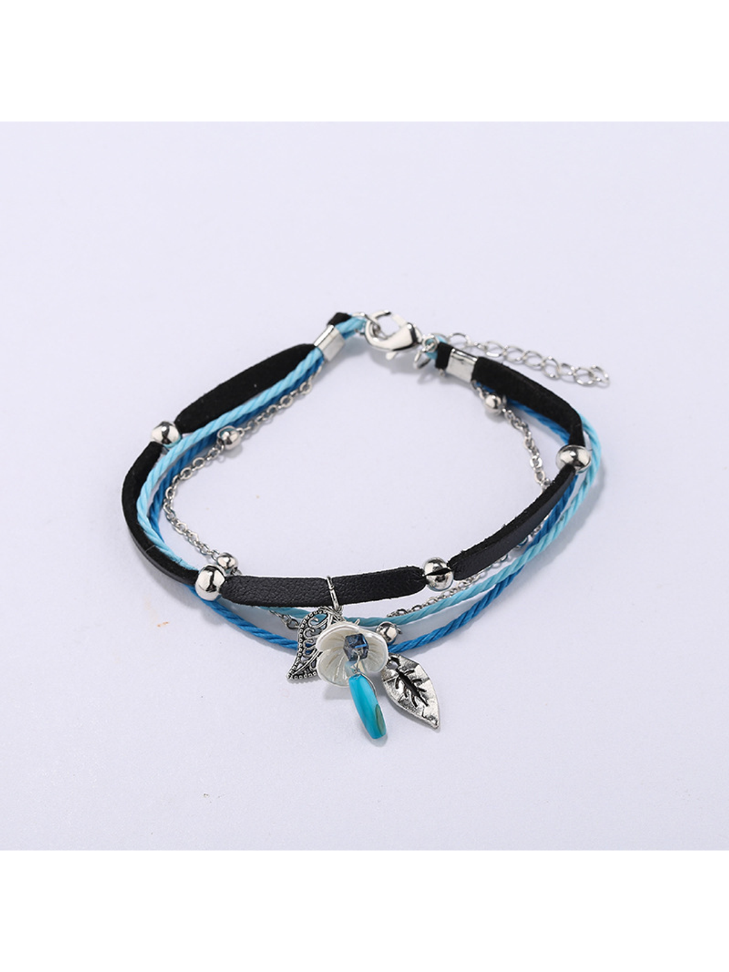 Lovra - Bohemian Leaf Pendant Beaded Bracelet