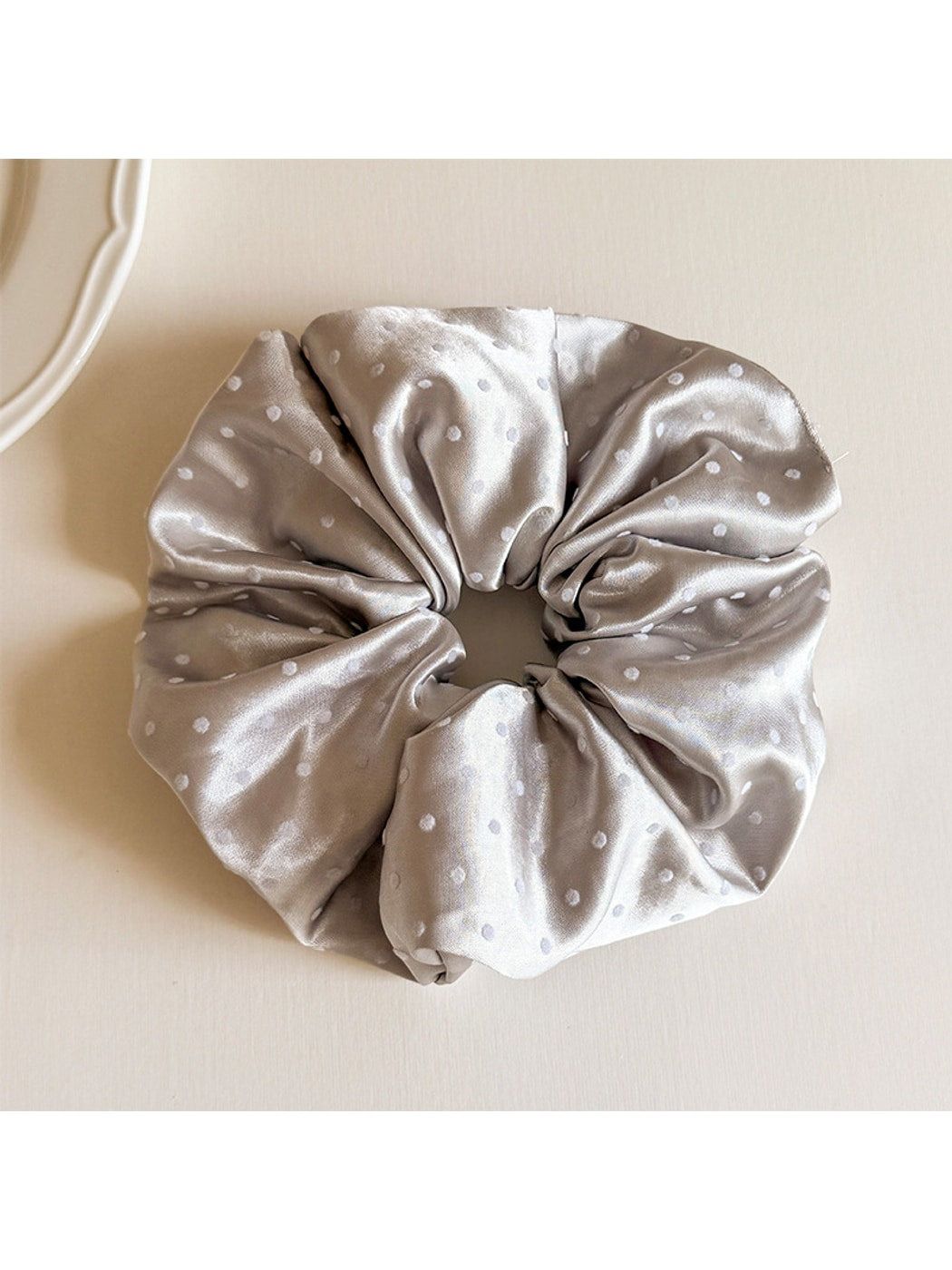 Gifty - Satin Finish Polka Dot Polyester Scrunchie