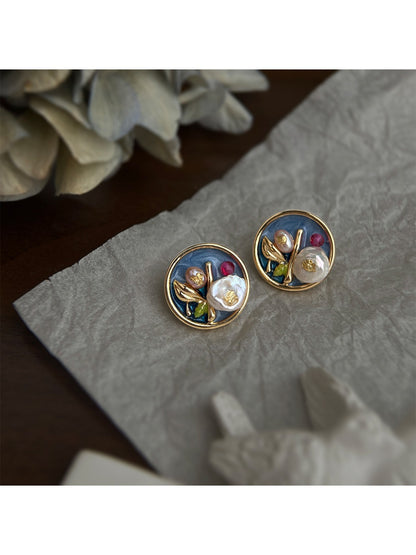 Earedge - Retro Floral Relief Earrings
