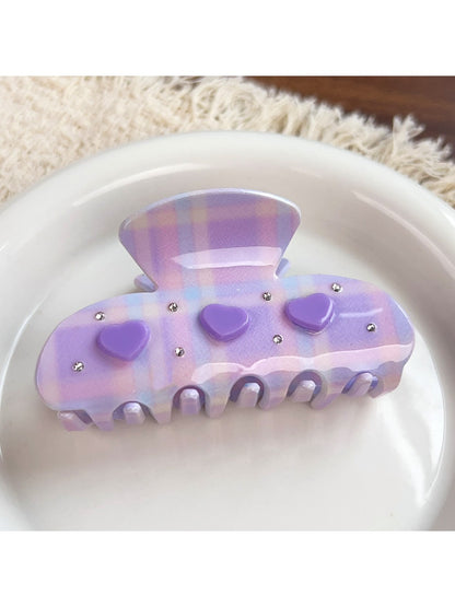 Beau - Cute PVC Plaid Heart Design Claw Clip