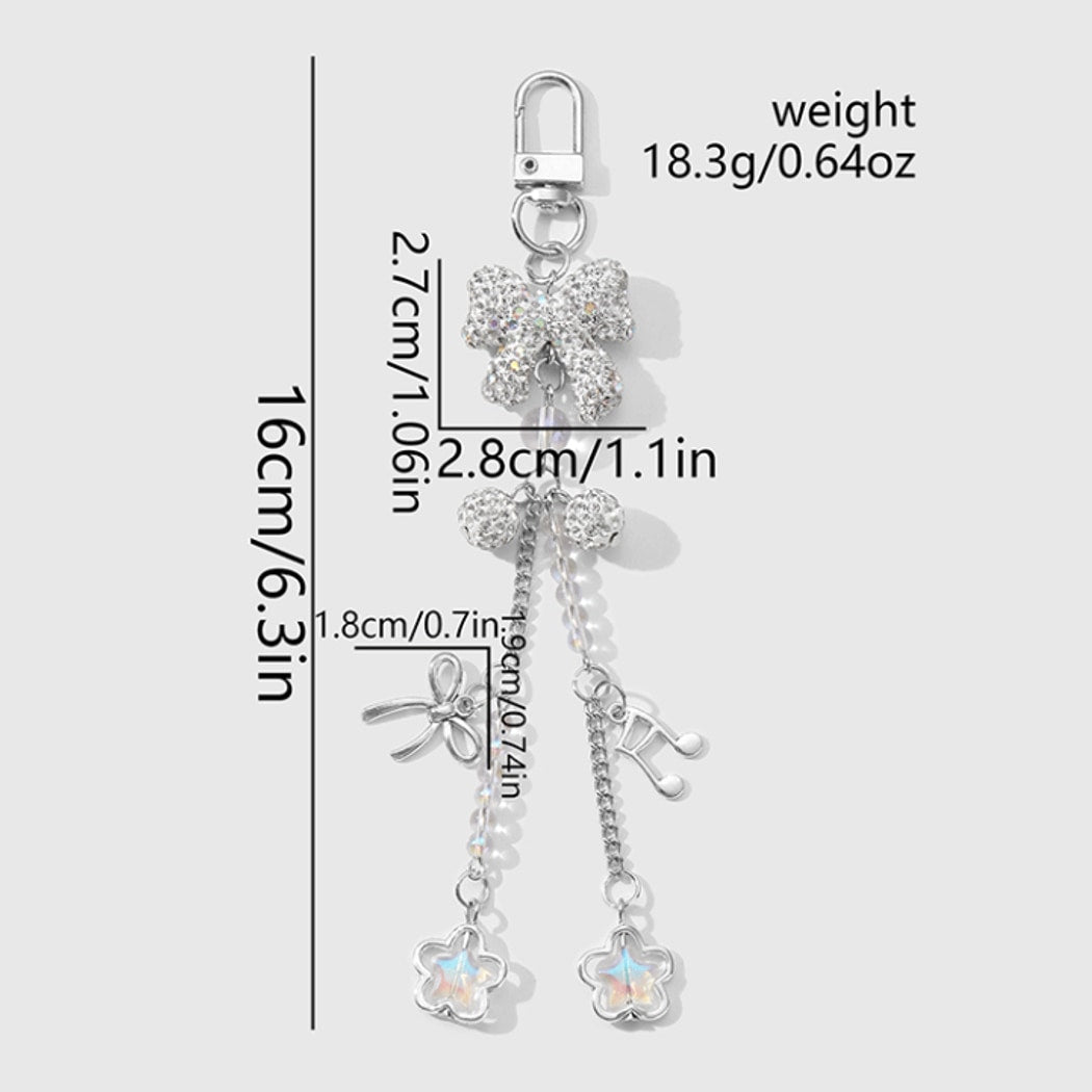 Keypus - Y2K Silver Tone Cross and Bow Keychain