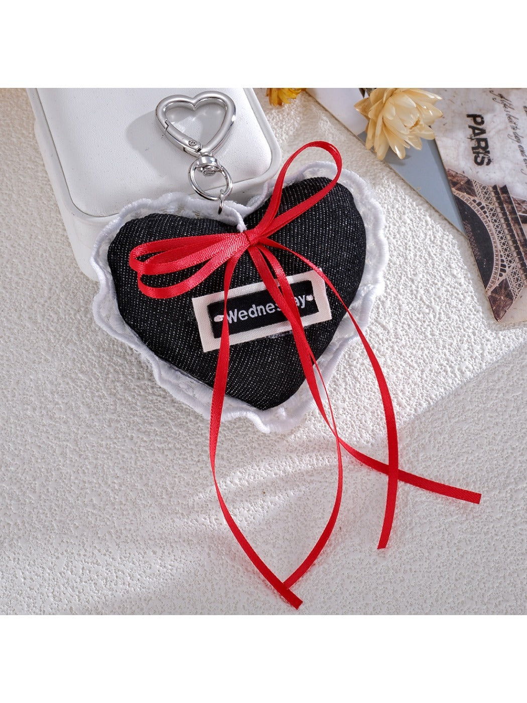 Keypus - Denim Lace Heart Bag Charm