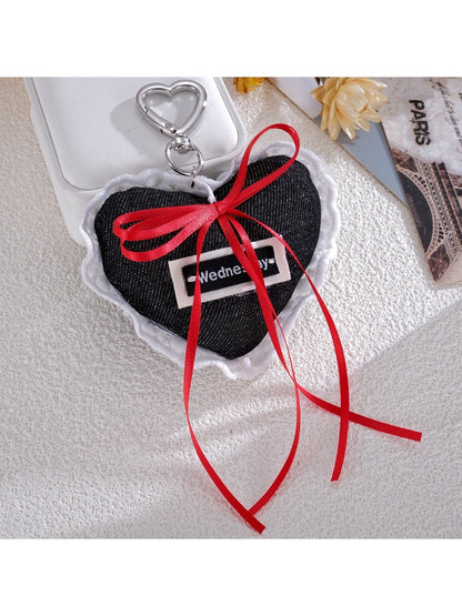 Keypus - Denim Lace Heart Bag Charm