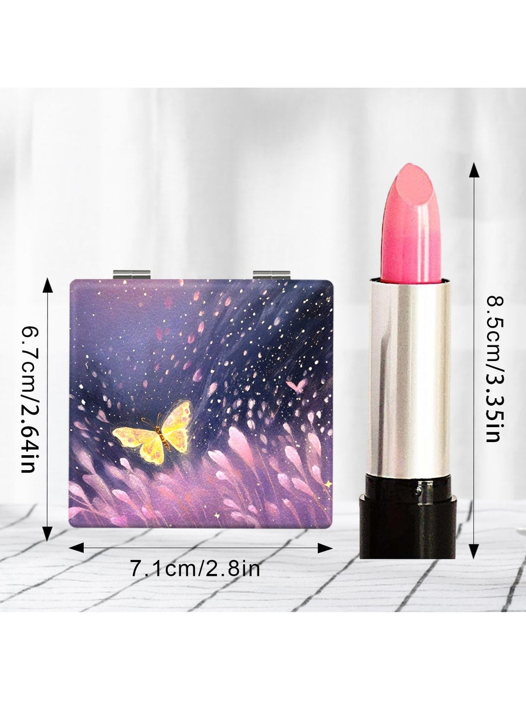 Mirroray - Retro Butterfly Print Folding Makeup Mirror