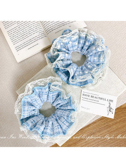 Gifty - Double-layer Lace Plaid Hair Ring