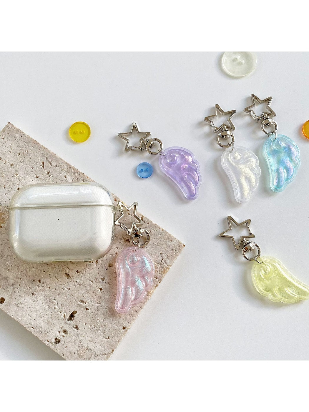 Keypus - Shimmery Acrylic Angel Wing Star Keychain