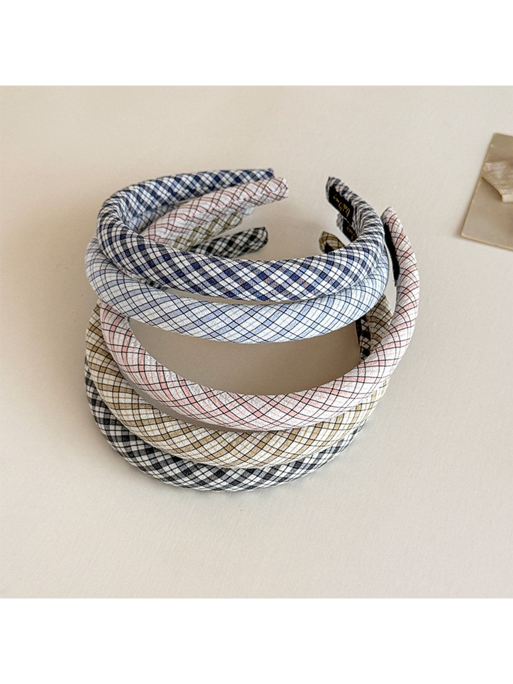 Gifty - Slim Plaid Check Pattern Simple Women Headband