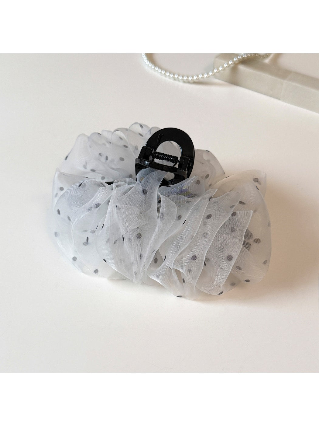 Beau - Cloud Ruffle Mesh Polka Dot Hair Claw Clip