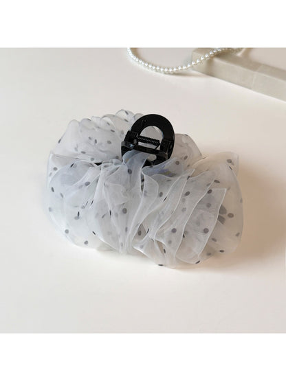 Beau - Cloud Ruffle Mesh Polka Dot Hair Claw Clip