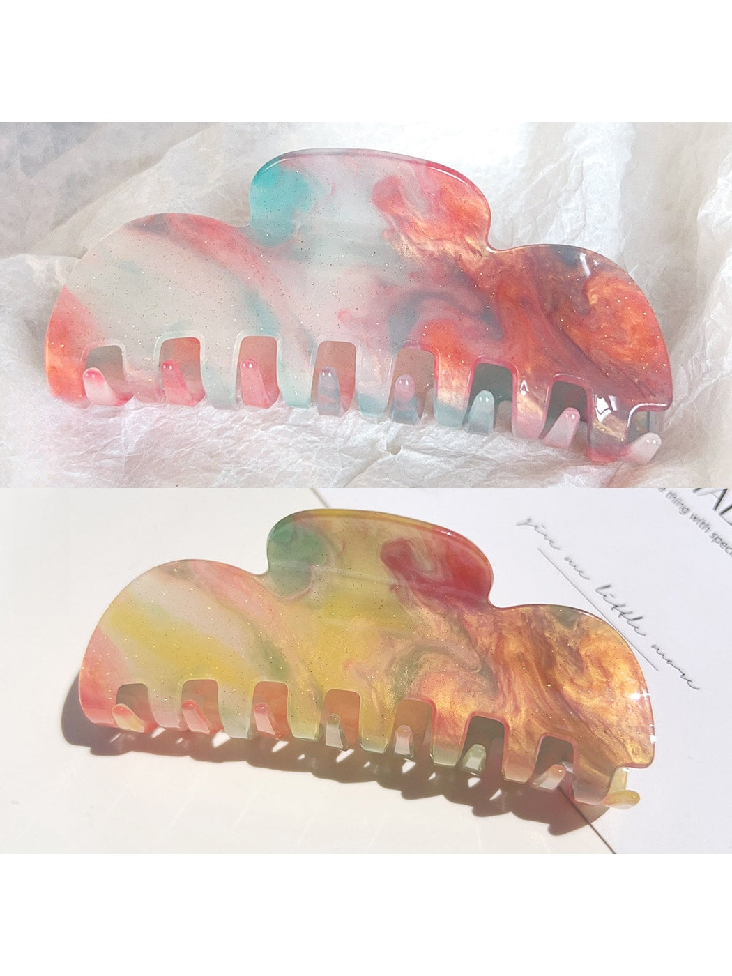 Beau - Glossy Acrylic Geometric Wave Claw Clip