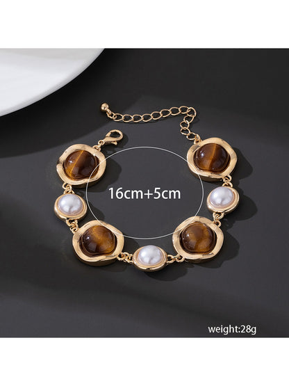 Lovra - Retro Oval and Round Link Dressy Alloy Bracelet
