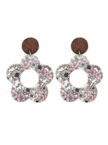 Earedge - Printed Daisy Patchwork Earrings