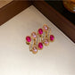 Nozari - Retro Oval Geometric Rhinestone Accent Necklace
