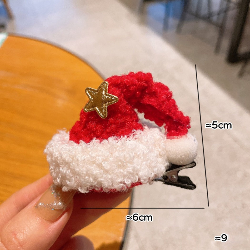 Beau - Cute Christmas Hat Style Plush Hair Clip