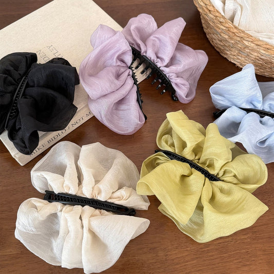 Beau - Soft Mesh Gathered Accent Banana Clip