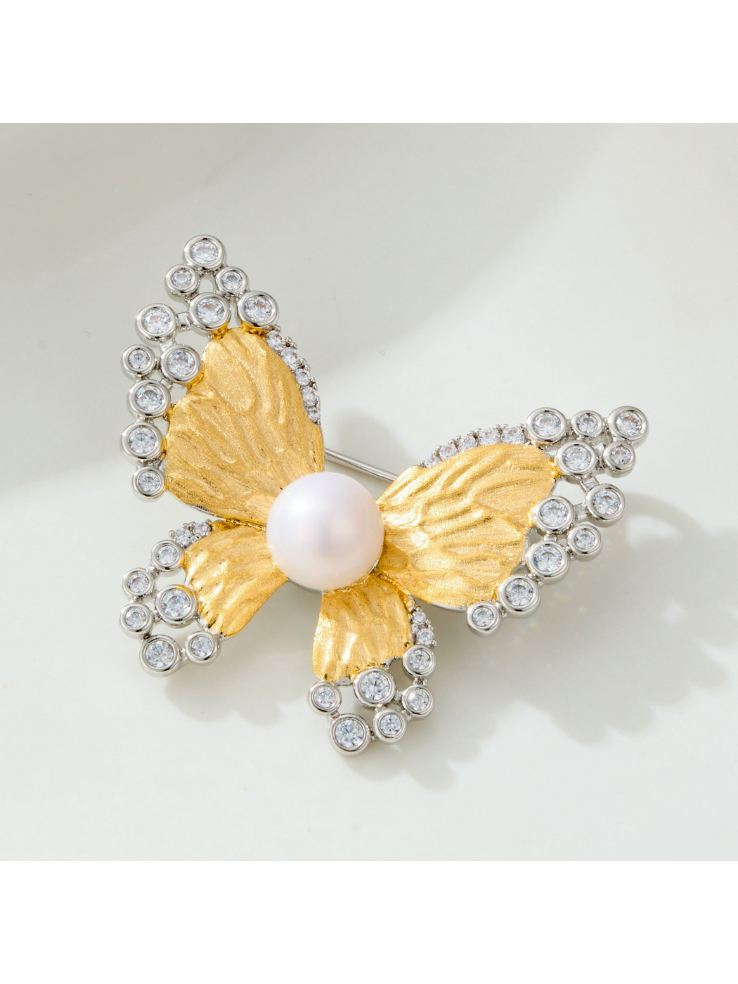 Brovia - Brushed Butterfly Two Tone Alloy Brooch Pin
