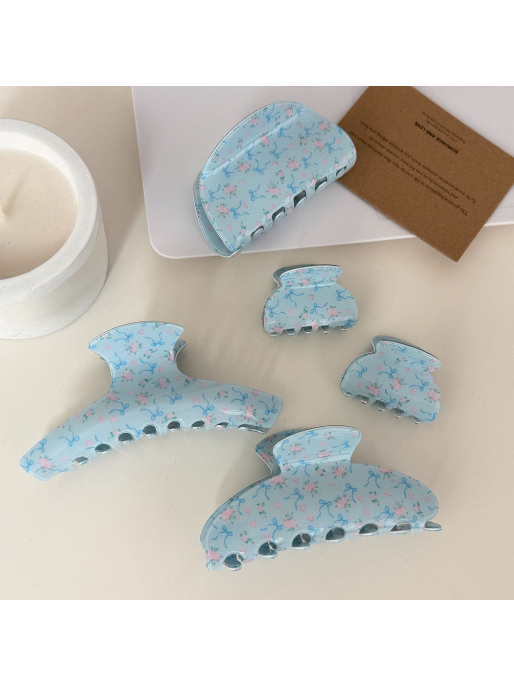 Beau - Floral Bow Print Acetate Claw Clip