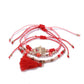 Side view of Lovra alloy charm tassel pendant bracelet