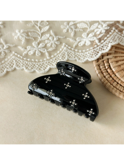 Beau - Floral Rhinestone Detail Plastic Claw Clip
