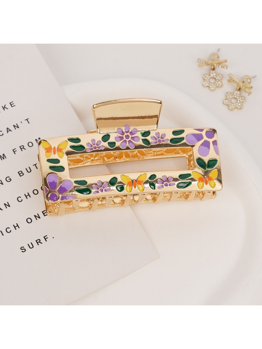 Beau - Sweet Floral Detail Square Claw Clip
